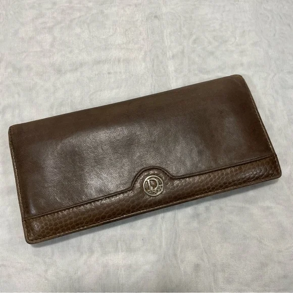 Vintage Dior Brown Leather Wallet with Dior Signature Logo - Picture 1 of 10